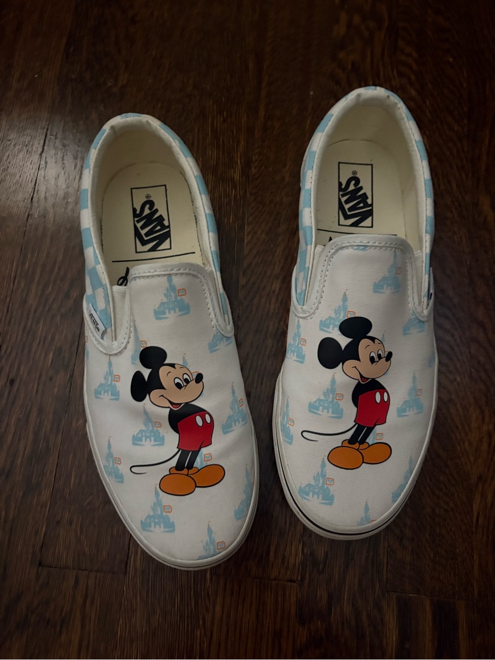 Vans Women’s Mickey Mouse Slip-On Shoes - White/Blue